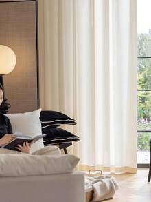 1 pieza Cortina de voile translúcida color crema, de estilo romántico campestre francés para dormitorio, sala de estar, balcón, que permite el paso de la luz sin dejar ver a través.