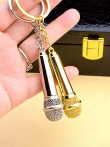 1pc Microphone Keychain, Mini Realistic Replica Microphone Prop For Performers Car Accessories Bag Charm - Multicolor - View 6