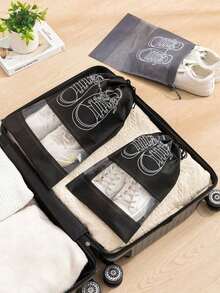 1/3/5/10 piezas Bolsas de almacenamiento de zapatos con cuerda, bolsa de almacenamiento de viaje con cierre de cordón seguro, bolsa impermeable portátil para empacar zapatos, bolsa de almacenamiento multifuncional, organizador de zapatos, bolsa de playa impermeable para hombres y mujeres, artículos de viaje, suministros de almacenamiento y organización para el hogar, artículos esenciales de viaje de regreso a la escuela