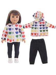 1 Set 18 Inch Doll Clothes, Jacket + Pants, Raincoat, Sunscreen Outfit, Fashionable Doll Dress With Star/Heart Pattern, 4 Color Options, Spring/Summer Doll Jacket, Suitable As Birthday Gift Or Holiday Toy Gift, Role Play