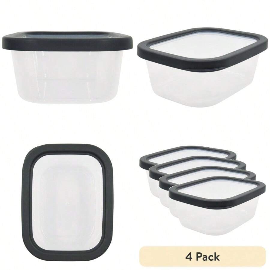 4 Pack Gray Plastic Durable Food Storage Containers (2 Count)
