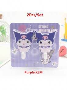 Sanrio 2Pcs/Set Hello Kitty Strong Self Kuromi Adhesive Hooks My Melody Key Storage Hanger For Kitchen Bathroom Door Wall Multi Function(Some Parts May Be Random)