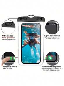 1 pieza Bolsa de buceo impermeable, pantalla táctil sellada para natación, fotografía submarina, a prueba de polvo, a prueba de golpes, a prueba de lluvia, a prueba de agua, equipo flotante, estuche de teléfono conveniente - Multicolor - Ver 9