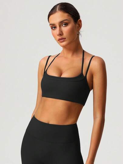 Sodalemon Women Double Layer Adjustable Strap Beautyback Sport BH view 5