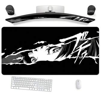 1 件超大动漫女孩游戏鼠标垫 - 橡胶材质，长方形，精密锁定边缘，可水洗防滑桌垫，适用于电脑电子竞技