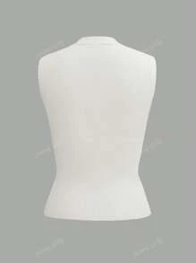 Zonnig meisjesachtig zomers dames sexy en puur verlangen stijl knoopontwerp, effen kleur, nauwsluitend, grote V-hals, mouwloos vest