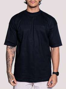 Kit Of 5 Men's Oversized T-Shirts, Plain, Cotton Fabric, High Neck, Many Colors