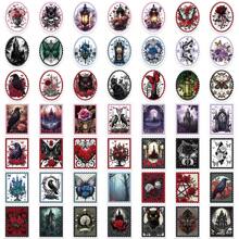 50pcs Gothic Style Stamp Stickers Value Pack Cute Cartoon Stickers Cool Anime Stickers Handbook DIY Decoration Stickers Waterproof And Durable Mobile Phone Case Decoration Stickers