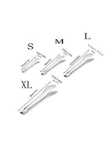 1pc Stainless Steel Food Tongs, Classic Silver Grilling Food Tongs For Kitchen - Silver - View 4