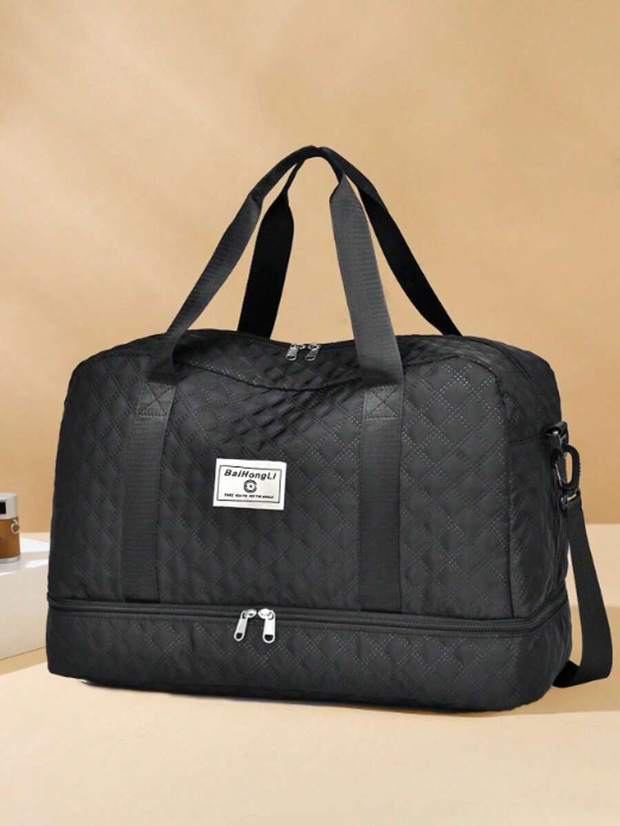 纯色简约旅行行李拉链手提包，多功能独立鞋隔层大容量收纳单肩包，轻巧方便，适合户外包，适合学校，学校配件，学校用品