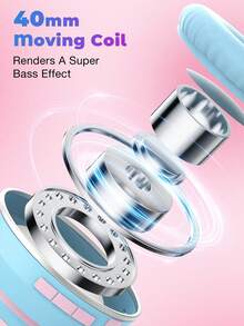 GENAI Wireless Headphones With Gradient Design And LED Lights, Foldable Gaming Headset With Mic, Lightweight, Hi-Fi Sound, For Girls And Teens - Multicolor - View 7