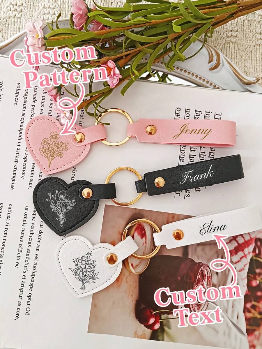1 pezzo Portachiavi personalizzato in pelle sintetica, con fiori e nome personalizzati, anello portachiavi in pelle, targhetta per borsa, regalo nuovo per la casa, regalo di compleanno per lei, regalo festivo. Questo è un pezzo versatile.