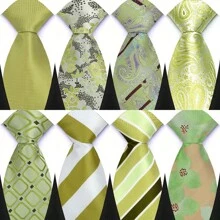 GOADAFOO Corbata de moda de 8 cm de ancho para hombre, de color verde con rayas, flores, cuadros y puntos. Corbata tejida jacquard para novio, negocios, boda y fiesta