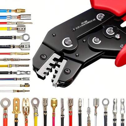 Ratchet Crimping Plier Tool, Manual For Crimping JST 2.54 Terminals, Insulation Ferrules, SATA Connector Pins, AWG 23-16/0.25-1.5mm²