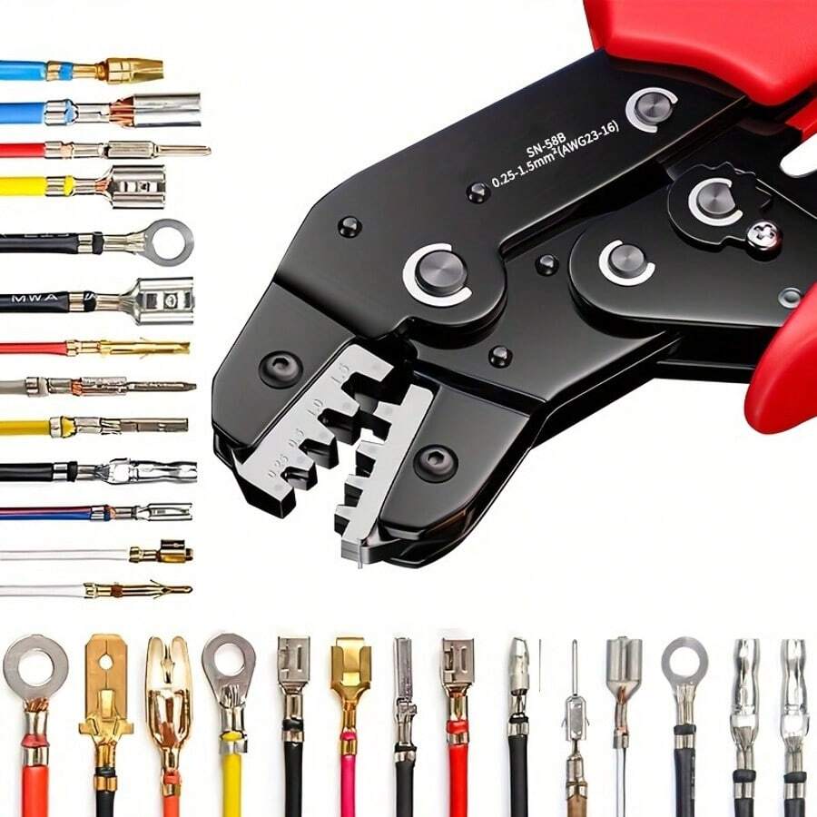 棘轮压接钳工具，手动压接 JST 2.54 端子、绝缘套圈、SATA 连接器引脚、AWG 23-16/0.25-1.5mm² - 紅色 - 查看 1