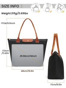 NEWHEY Bolso de hombro para mujer, bolso de mano con asa superior de nailon, bolso de fin de semana plegable estilo hobo