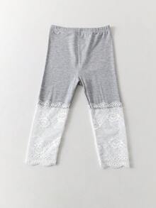 Conjunto de 4/3/2/1 Peças Leggings Capri com Renda para Meninas, Cor Sólida/Contraste, Leve, Meia-Calça Casual 3/4, Fofo & Moderno, Estilo Princesa, Adequado para Uso Diário, Meia-Calça Macia & Confortável, Adequado para Estudantes Combinarem com Tops, Saias, Temporada de Volta às Aulas - Multicolorido - Visão 21