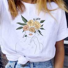 Sunflower Girls Summer Flower Cute T-Shirt Women Cute Girls Short Sleeve Top For Men Printed White T-Shirt Women's T-Shirt - White - View 1