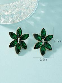 1 Pair Geometric Stud Earrings, Minimalist & Practical Multi-Function - Green - View 3