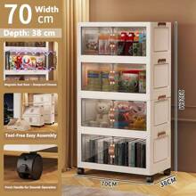 5/4/3/2/1 Layer Clothes Storage Box, Home Closet Organizer Folding Plastic Container Cabinet With Door, Large Capacity For Women Storage Organizer Travel Essentials Back To School