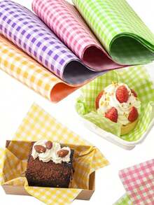 50/100/200 Sheets Wax Paper, Basket Liners, Food Picnic Paper, Grease-Proof Wrapping Paper, Baking Paper Suitable For Cakes, 7 X 7 Inch Fast Food Grid Wrapping Paper