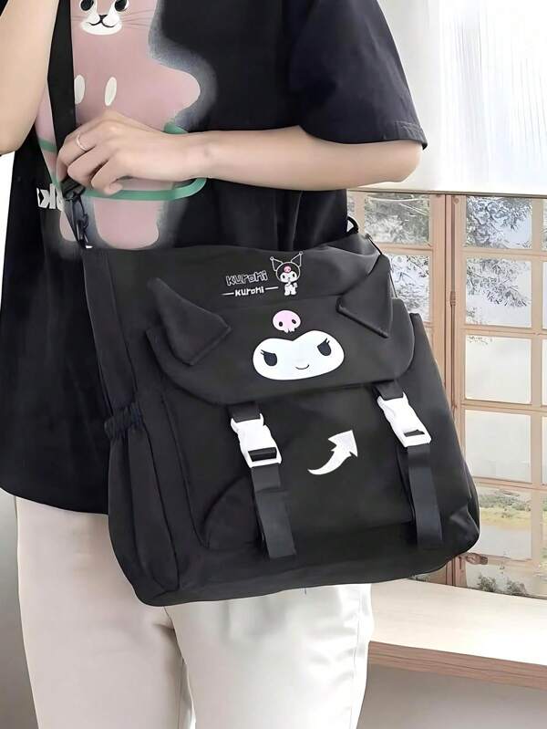 Sanrio 1 حقيبة كروس بودي كبيرة السعة من ساريو كورومي، إكسسوار زخرفي، حقيبة تسوق وتخزين مناسبة للسفر والتسوق