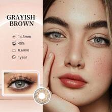 2 piezas de lentes de contacto de color gris marrón, maquillaje de ojos, lentes de contacto anuales suaves cosméticas, ideales para maquillaje creativo de Halloween, fiesta temática y transformación para disfraces y eventos especiales. - Multicolor - Ver 6