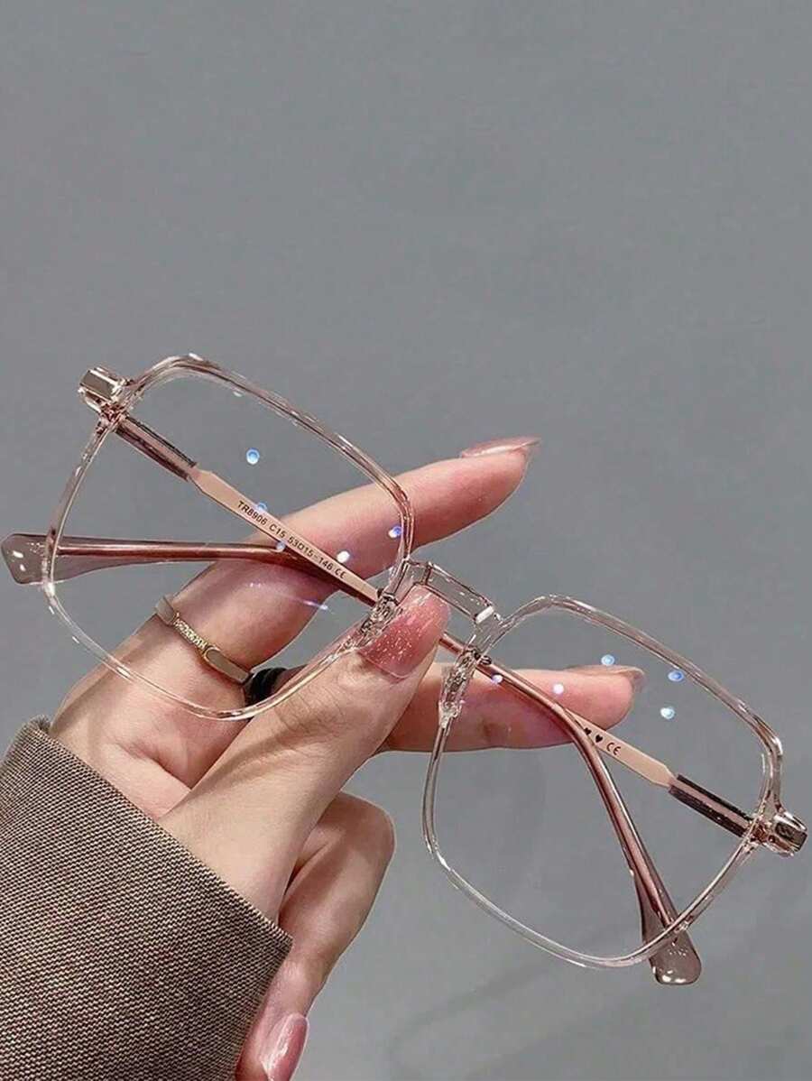 1pc [8 Colors] Light Glasses Protection Women Men Oversized Optical Frame Eye Protection Ultra Light Eyeglasses Office Computer Goggles Clear Glasses Accessories Suitable For Daily Use For Summer Beach Vacation,Outdoor,Travel