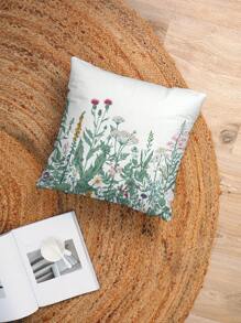 2pcs Ditsy Floral Pattern Decorative Pillow Cases & Covers, Letter Print Square Pillow Sham Without Inserts, Cute Throw Pillow Covers Suitable For Sofa, Living Room
