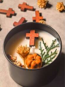 Cross-Shaped Candle, Made Of Natural Soy Wax, Prayer Iron Candle Holder, Suitable For Prayer Ceremonies, Room Decor, And Emergency Lighting