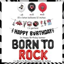 27 szt. Rock and Roll dekoracje na przyjęcie urodzinowe Born To Rock balony Happy Birthday Banner girlanda na urodziny Rock Theme Party Supplies