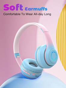 GENAI Wireless Headphones With Gradient Design And LED Lights, Foldable Gaming Headset With Mic, Lightweight, Hi-Fi Sound, For Girls And Teens - Multicolor - View 9