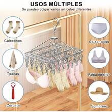 Perchero Portátil de Metal con 80 Pinzas y Ganchos Rotativos - 1 - Ver 2