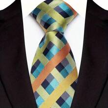 GOADAFOO Corbata de moda de 8 cm de ancho para hombre, de color verde con rayas, flores, cuadros y puntos. Corbata tejida jacquard para novio, negocios, boda y fiesta