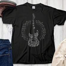 Camiseta De Guitarra Guitarra Eléctrica Bajista Idea De Regalo Camiseta De Guitarrista___220g High-Quality Pure Cotton T-Shirt With Minimalist Printing, Soft And Breathable Fabric, Comfortable And Loose, Suitable For All Day Wear, Suitable For Office Casual Wear, Spring And Summer Daily Appearance, Elegant And Youthful Design - Black - View 1