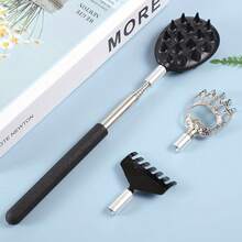 Rascador de espalda telescópico con 3 cabezales de rascado desmontables, rascador de cactus de viaje mini rascador de espalda, regalo del Día del Padre para hombres, rascador de espalda para hombres/padres/mujeres, Gua Sha, drenaje linfático, celulitis, rascadores de espalda, escuela, vuelta al cole, viaje, artículos de viaje, artículos del hogar, spa, herramienta de masaje, masaje, masajeador, spa