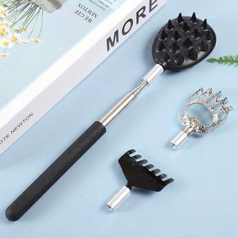 Telescoping Back Scratcher With 3Pcs Detachable Scratching Heads, Cactus Scratcher Travel Mini Back Scratcher Fathers Day Dad Gifts For Men Back Scratcher For Men/Dad/Women,Gua Sha,Lymphatic Drainage,Cellulite,Back Scratchers,School,Back To School,Travel,Travel Essentials,Home Essentials,Spa,Massage Tool,Massage,Massager,Spa