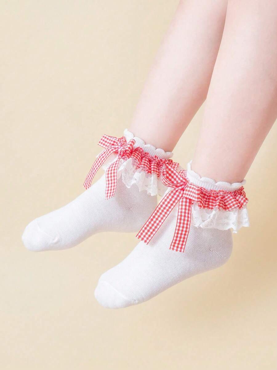 1 Pair Kids' Lace Trim Princess Dance Party Fashion Versatile Ruffle Socks - Multicolor - View 1