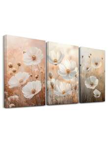 3 件梦幻风景墙面艺术装饰、白色花朵墙面艺术、花卉艺术墙面装饰、柔焦海报、自然宁静画作、柔和色调艺术印刷品、墙面艺术、绘画、房间美学、墙面装饰印刷品、礼物、可选带框 - 3件/套 - 查看 2