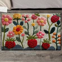 1pc Ultra Fine Microfiber Faux Cashmere Floral Pattern Rug, Non-Skid And Super Soft Bathroom Floor Rugs, Doormat, Bathroom Water Absorption Mat, Machine Washable, Low Pile, TPR Backing, Knit Fabric, Perfect For Entryway, Bathroom, Bedroom, Kitchen, Entryway, Indoor & Outdoor Use, Bathroom Accessories, Home Decor