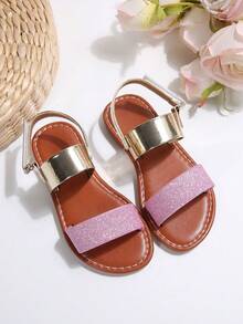 1 Pair Girls Fashionable Slippers, Cute Rainbow-Color Soft Bottom Non-Slip Sandals, Various Colors Available For Girls - Pink - View 2