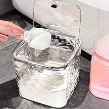 1PC Clear Plastic Laundry Capsule Dispenser With Pop-Up Lid - Holds 120+ Laundry Capsules, Separate Detergent And Beads Storage Container, Artistic Home Decor, Laundry Room Storage Box For Bathroom Home Supplies Bathroom Accessories Bathroom Organizer Back To School