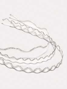 3件套女士金色金属波浪细发箍，简约实用刘海发箍，极简风格发带，发圈，发饰，头饰 - 彩色 - 查看 4