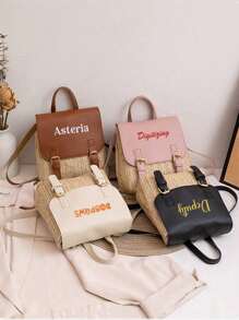 Haftowany plecak z nadrukiem. Letni, nowy plecak o dużej pojemności, prosta i lekka torba pleciona. Świetny prezent dla mamy na Dzień Matki, idealny na letnie wakacje, spacery po plaży i zakupy na wyspie.