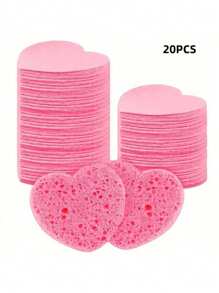 10/20/30/50 Stücke herzförmige komprimierte Gesichts-Reinigungsschwämme, für die Gesichtsreinigung, Massage, Peeling, Gesichtsmaske, Make-up-Entfernung - ultra-weicher exfolierender Make-up-Entferner für tiefe Reinigung, parfümfrei, unisex, Reise-Hautpflege-Grundbedarf, Herzdesign, sanftes Scrub-Material