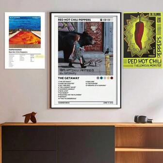 1 pieza Arte de pared Pósteres con marcos opcionales Banda de rock pop Imagen de la portada del álbum musical de Red Chili impresa en lienzo póster para decoración de pared de bar con estética de artista