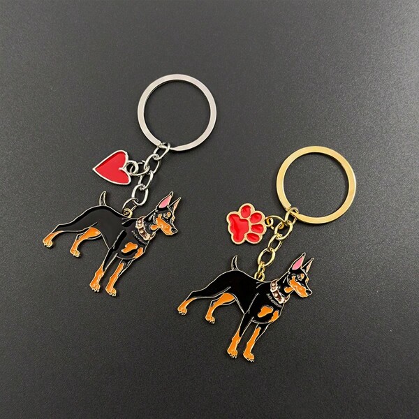 GNXT 1 Piece Cute Cartoon Doberman, Beagle, Pug Dog Keychain, Fashion Pet Dog Bag Charm Pendant, Personalized Party Small Gift