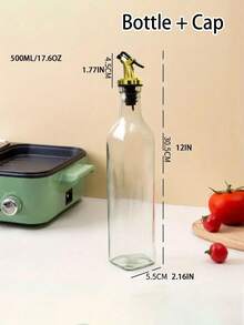 1 个 500 毫升玻璃油瓶，厨房家用酱油醋调味瓶，橄榄油分配器，厨房调味品储存瓶，储物容器，油分配器，自动打开/关闭油瓶，油瓶架，瓶托盘，厨房收纳盒，适用于烹饪、烘焙、沙拉、烧烤 - 彩色 - 查看 19