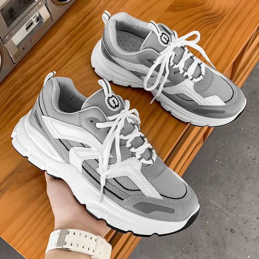 Men Casual Athletic Shoes - Grey - View 1