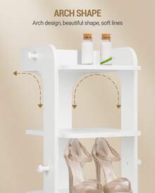 HaluPeit Shoe Rack, Narrow Shoe Storage With 8 Levels, Wooden Shoe Organizer With Hooks, Adjustable, Space-Saving, Suitable For Entrance, Hallway, Living Room, White - White - View 5